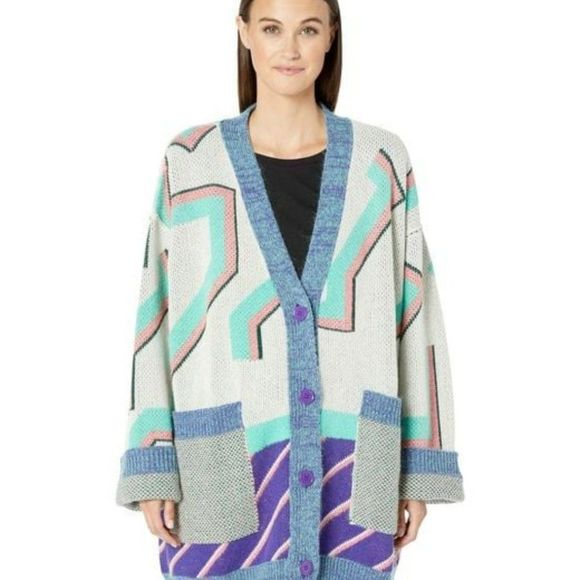 Colorful Geometric Patterned Women's Sweater - Picture 1 of 3